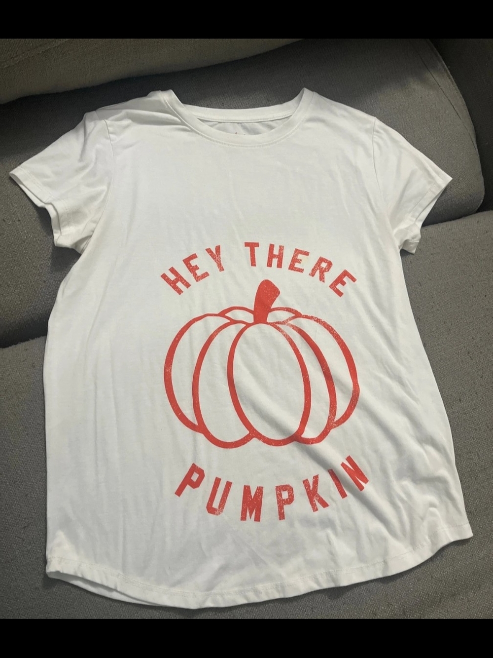 Isabel Marant White Short Sleeve Tee with Orange Pumpkin Graphic maternity Top